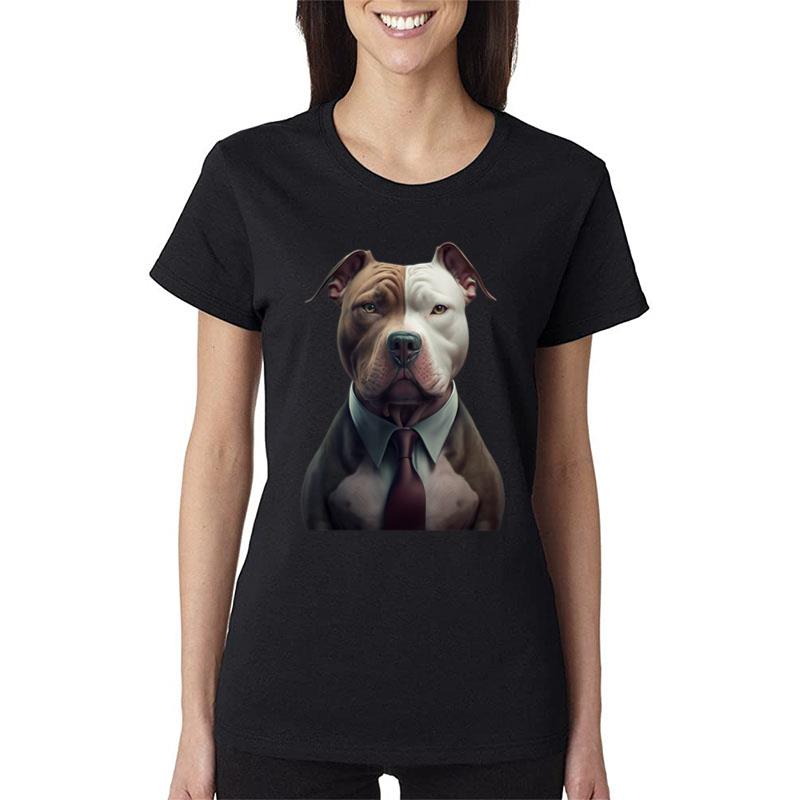 Pitbull Surrealism Style Of Art Pitbull Lover Women T-Shirt