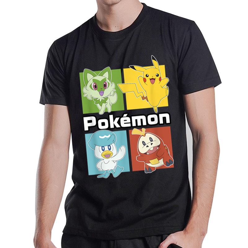 Pok?on Group Shot Starters Boxed Up Portrait T-Shirt