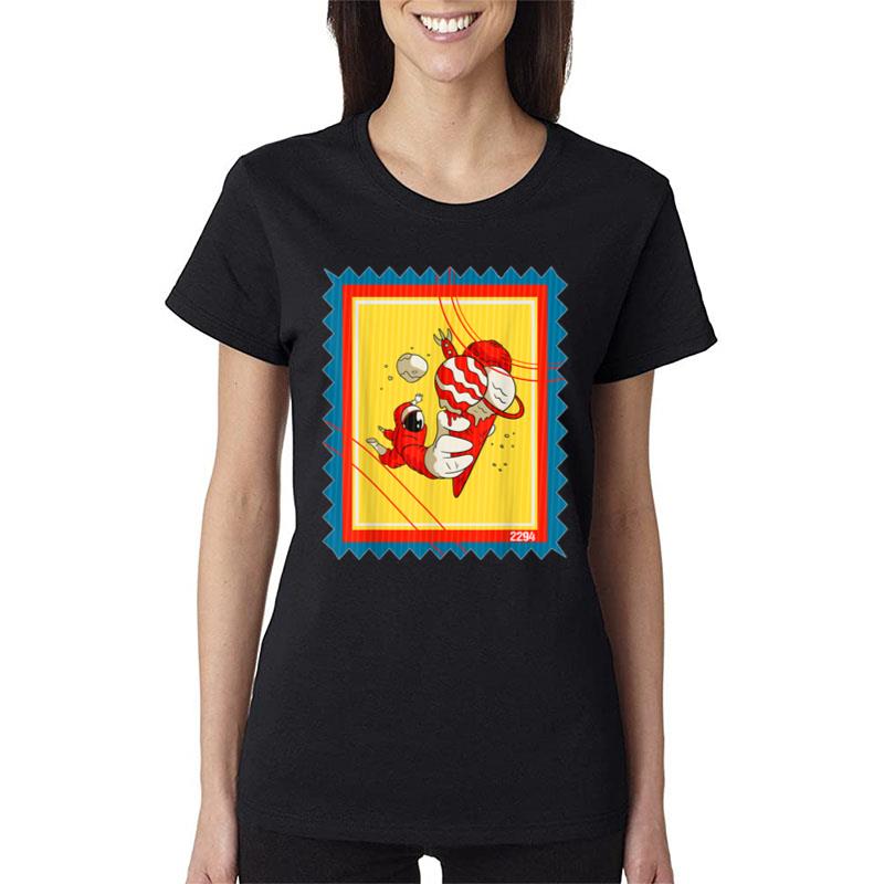 Postage Stamp Space Ice Cream Astronaut Women T-Shirt