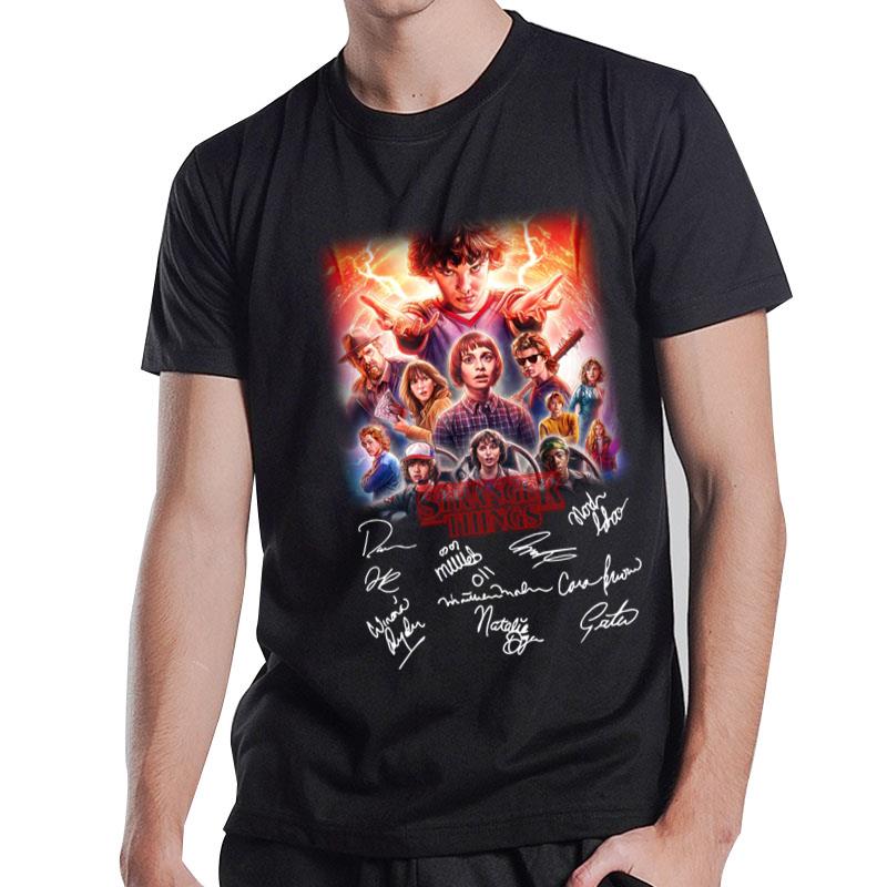 Poster Stranger Things All Characters Signature T-Shirt