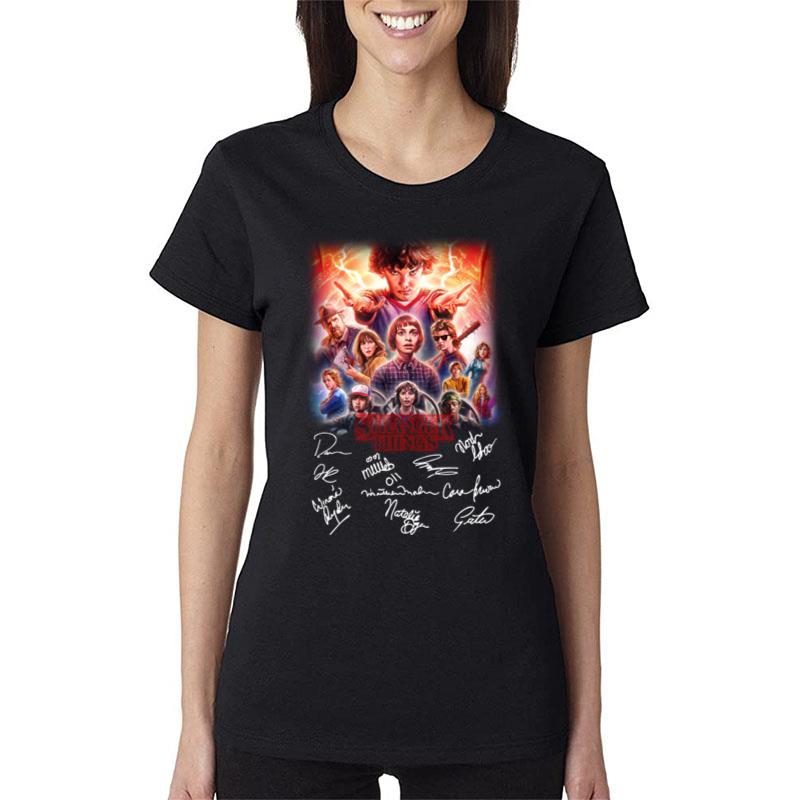 Poster Stranger Things All Characters Signature Women T-Shirt