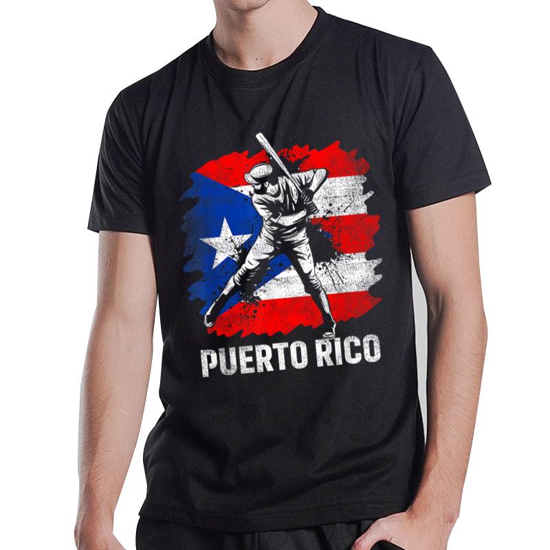 Puerto Rican Baseball Player Puerto Rico Flag Baseball Fans T-Shirt