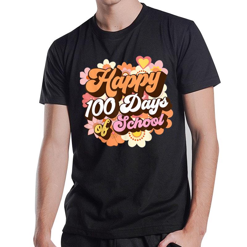 Retro 100 Days Of School Teachers Kids Groovy 100Th Day T-Shirt