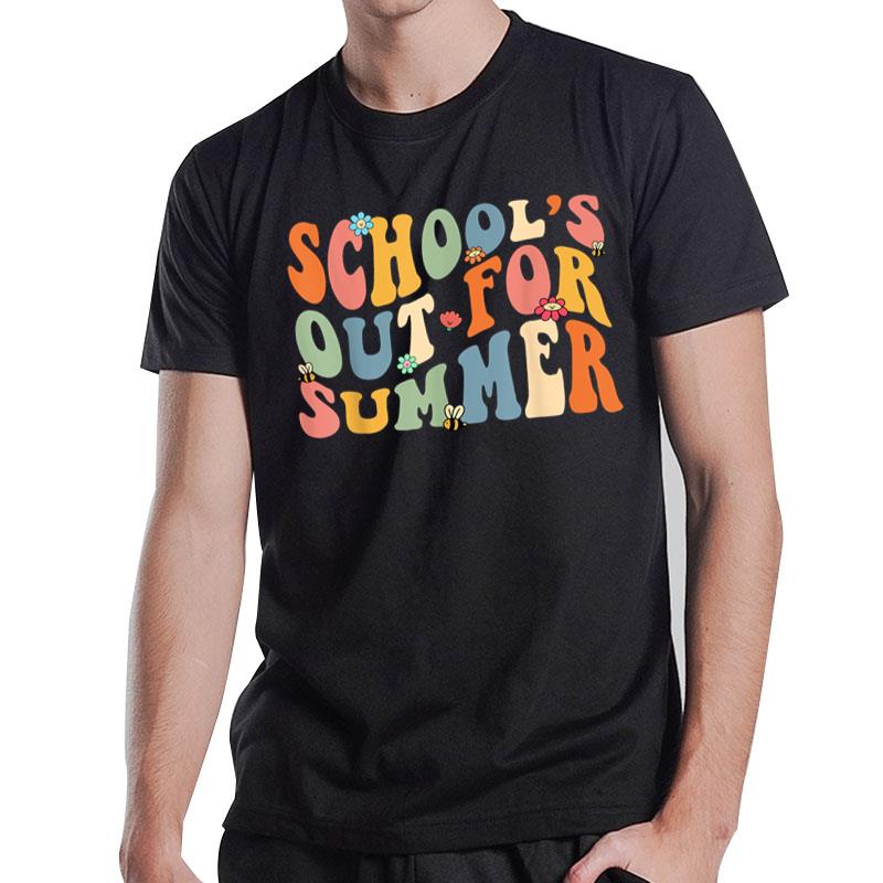 Retro Groovy School's Out For Summer Graduation Teacher Kids T-Shirt
