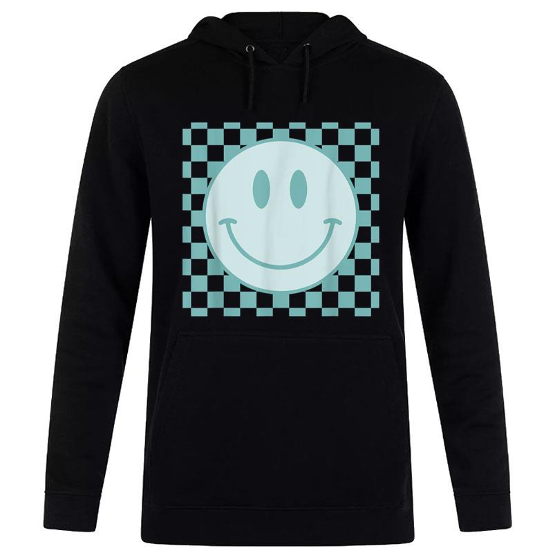 Retro Happy Face  Checkered Pattern Smile Face Trendy Women T-Shirt