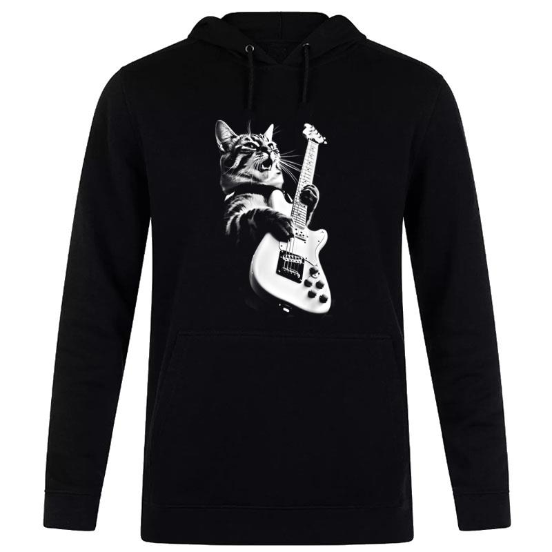 Rock Cat Playing Guitar Funny Guitar Cat Women T-Shirt