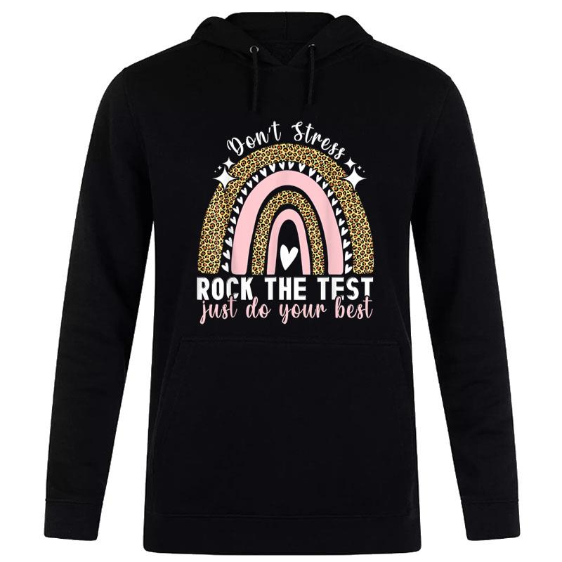 Rock The Test Test Day Teacher Testing Day Rainbow Leopard Women T-Shirt