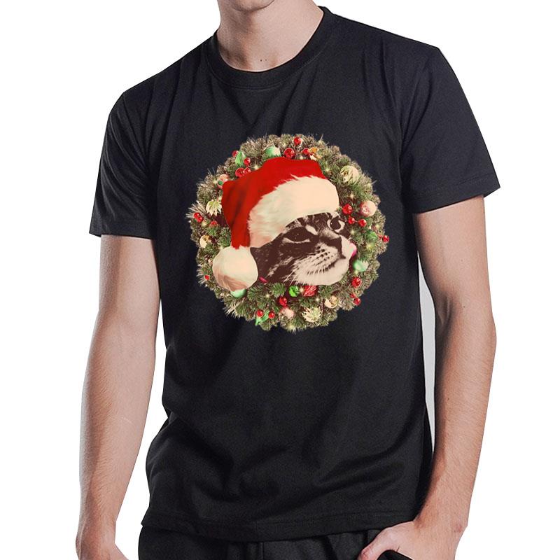 Santa Cat (In A Wreath) T-Shirt