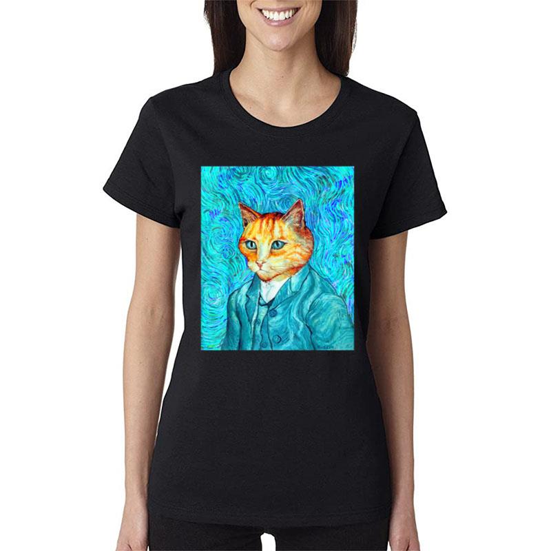 Self Portrait Cat Van-Gogh Art Cat Graphic Cat Lovers Women T-Shirt