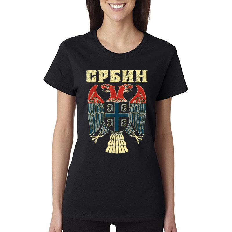 Serbia Srbija Serbian Serb Srbin Eagle Flag Cccc Cyrillic Women T-Shirt