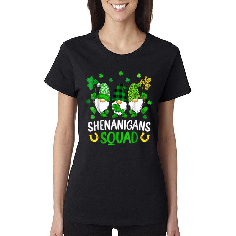 Shenanigans Squad Gnomes Irish Shamrock Patricks Day Lucky Women T-Shirt