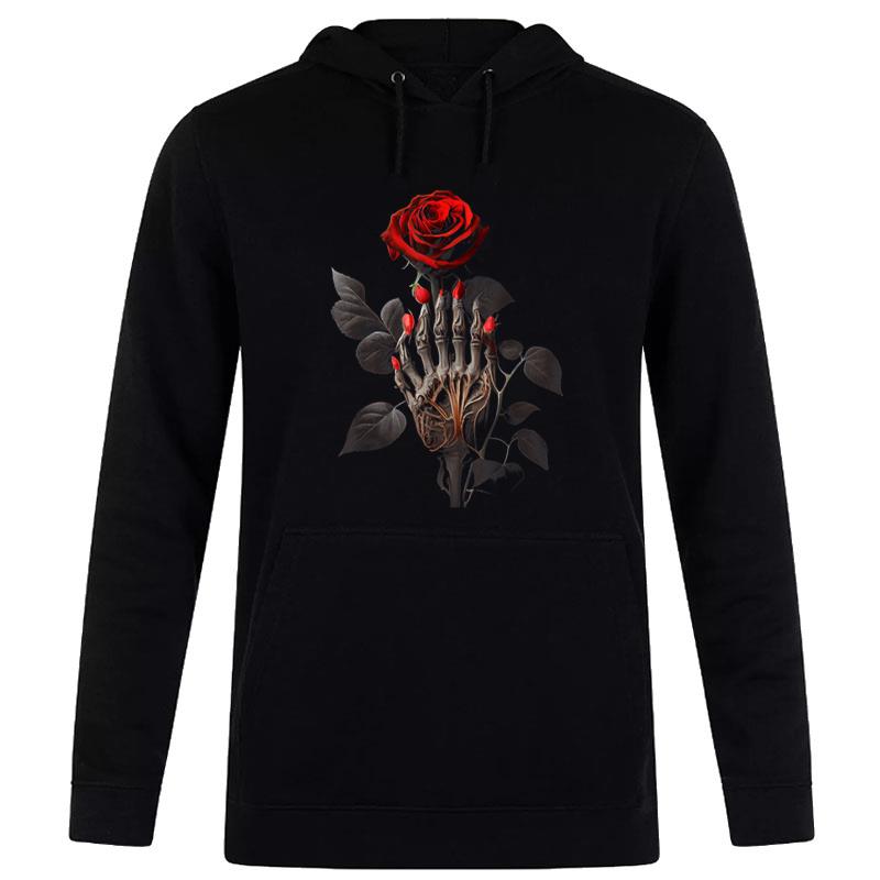 Skeleton Hand Red Rose Flower Graphic Tees Men Women Women T-Shirt