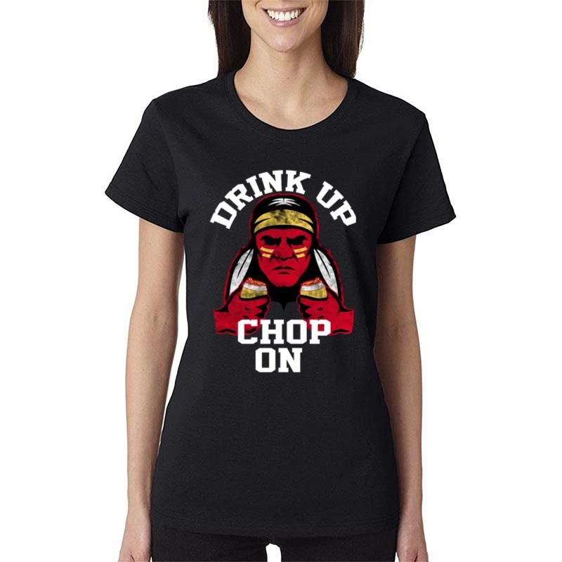 Smack Apparel Kansas City Football Fans. Drink Up Chop On Red (Sm 5X) Women T-Shirt