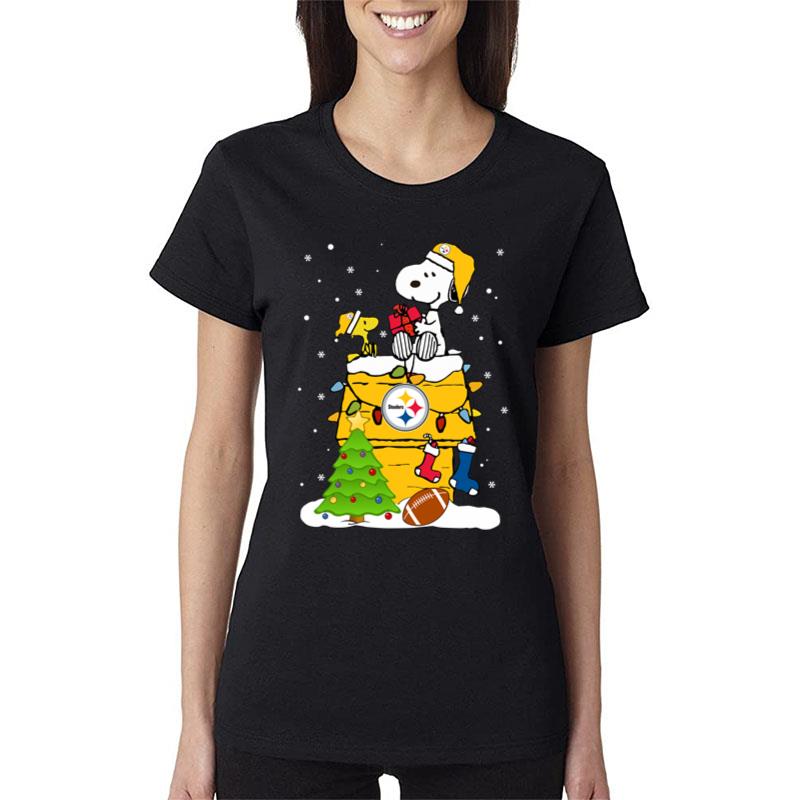 Snoopy Merry Christmas Nfl Steelers Women T-Shirt