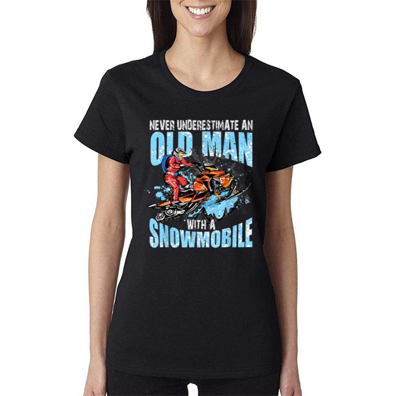 Snowmobile Gear Old Man Beard Snowmobile Helmet Snowmobiles Women T-Shirt