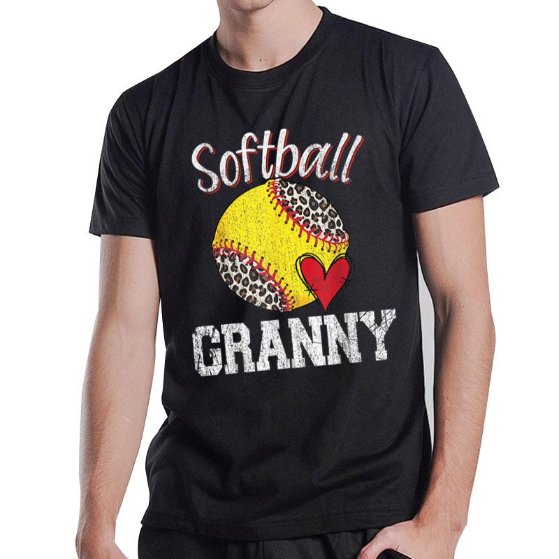 Softball Baseball Granny  Leopard Mother's Day Gifts T-Shirt