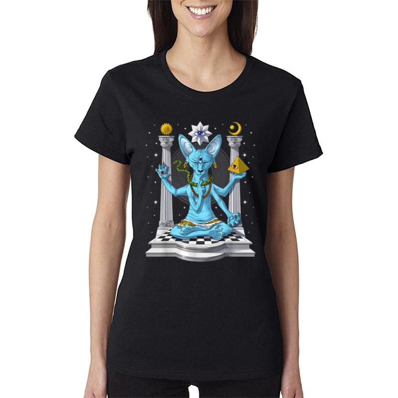 Sphynx Cat Shiva Psychedelic Hairless Cat Hindu God Zen Women T-Shirt