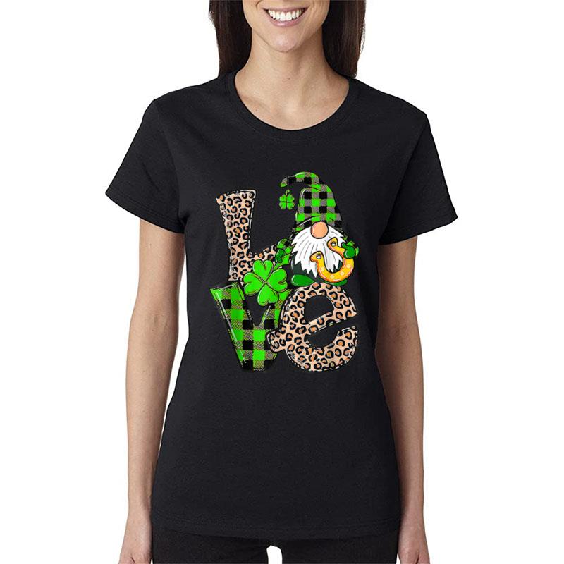 St Patrick'S Day Love Gnomes Shamrock Horseshoe Irish Gnome Women T-Shirt