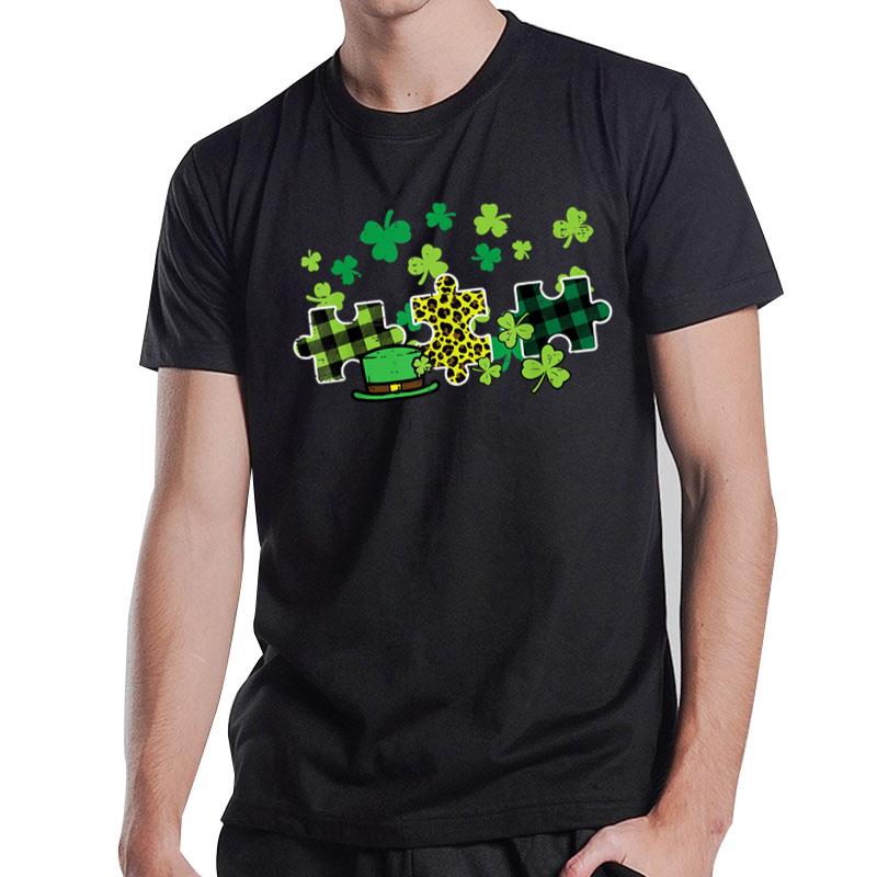 St Patricks Day Autism Puzzle Saint Pattys Men Women Kids T-Shirt