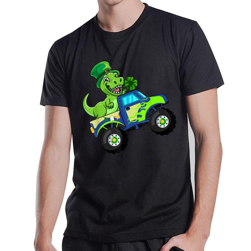 St Patricks Day Cute Dinosaur Monster Truck Gift T-Shirt