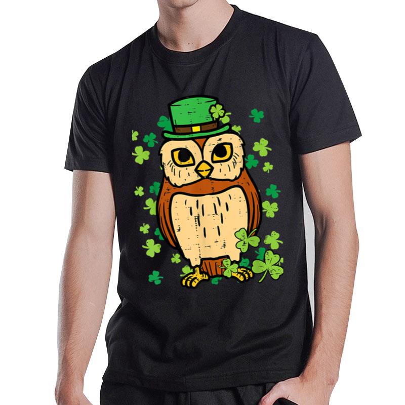 St Patricks Day Owl Saint Pattys Paddys Irish Men Women Kids T-Shirt