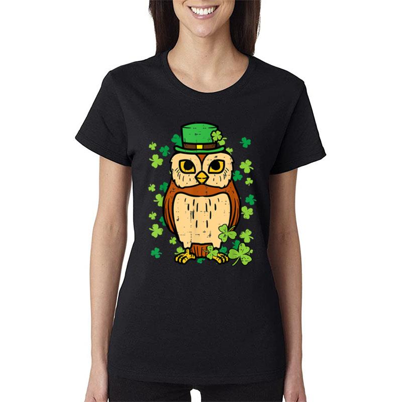 St Patricks Day Owl Saint Pattys Paddys Irish Men Women Kids Women T-Shirt