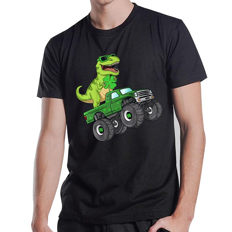 St Patricks Day T Rex Riding Monster Truck Dino Toddler T-Shirt