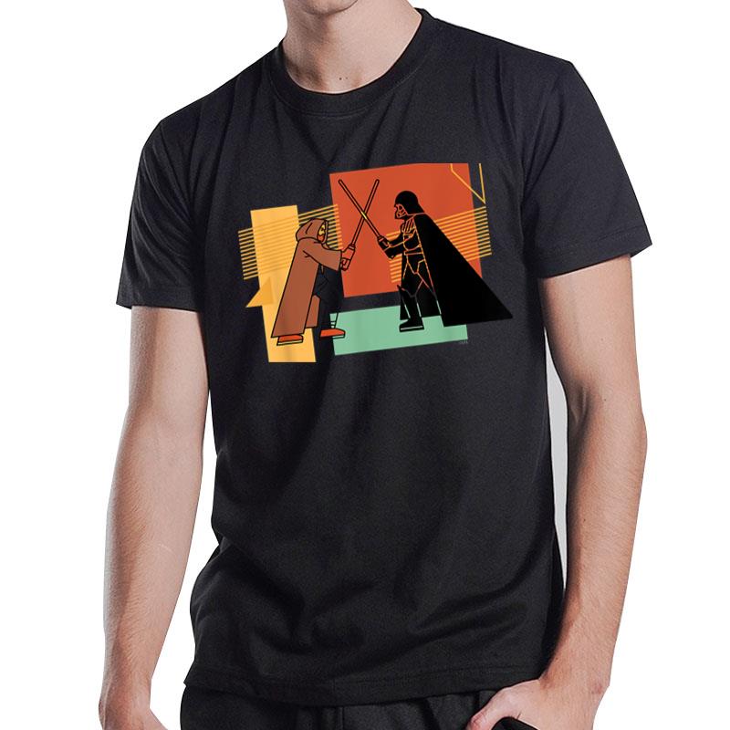 Star Wars Obiwan Kenobi Darth Vader Duel Cartoon T-Shirt