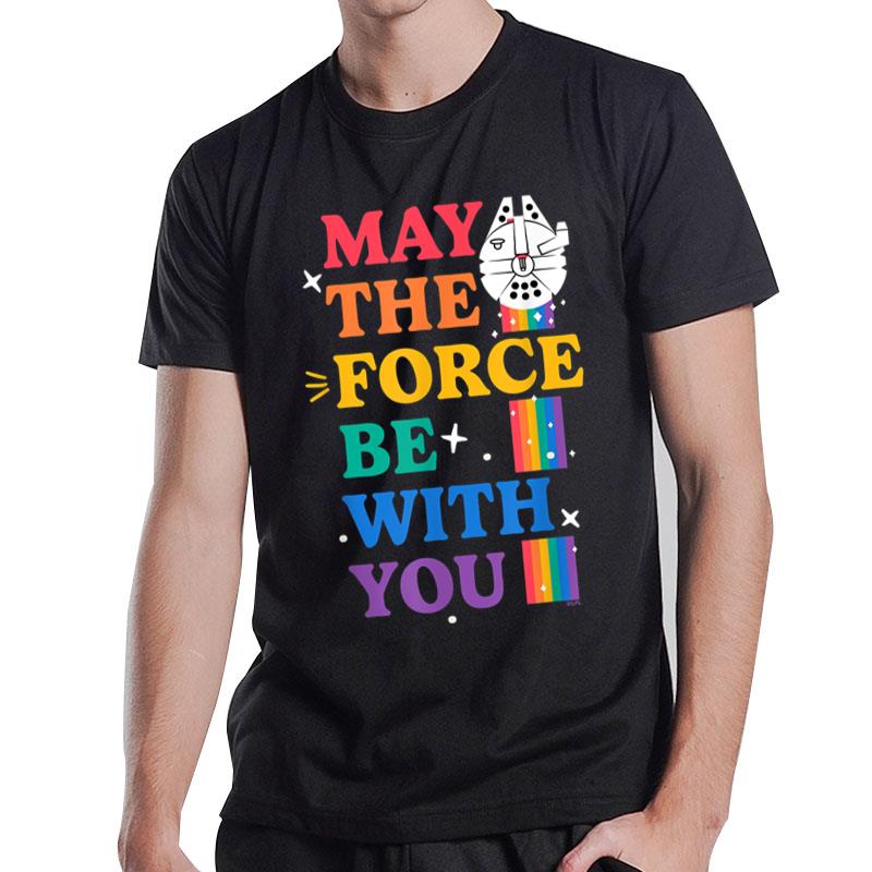 Star Wars Pride May The Force Be With You Rainbow Falcon T-Shirt