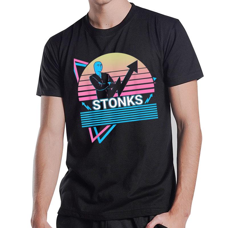 Stonks Meme Funny Stock Trader Trading Retro T-Shirt