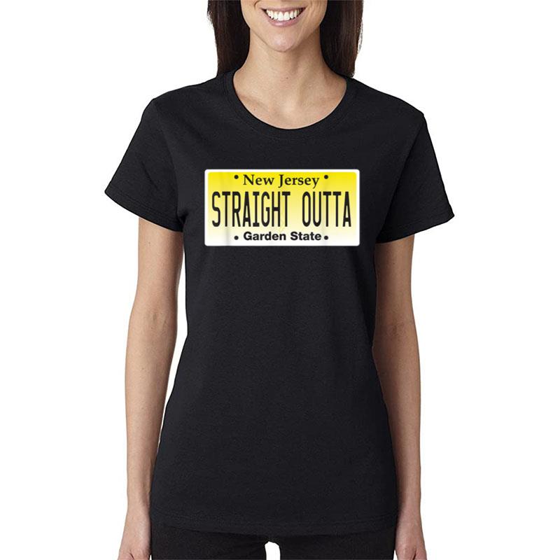 Straight Outta Jersey New Jersey Nj License Plate Graphic Women T-Shirt