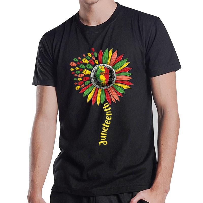 Sunflower Fist Juneteenth Black History African American T-Shirt