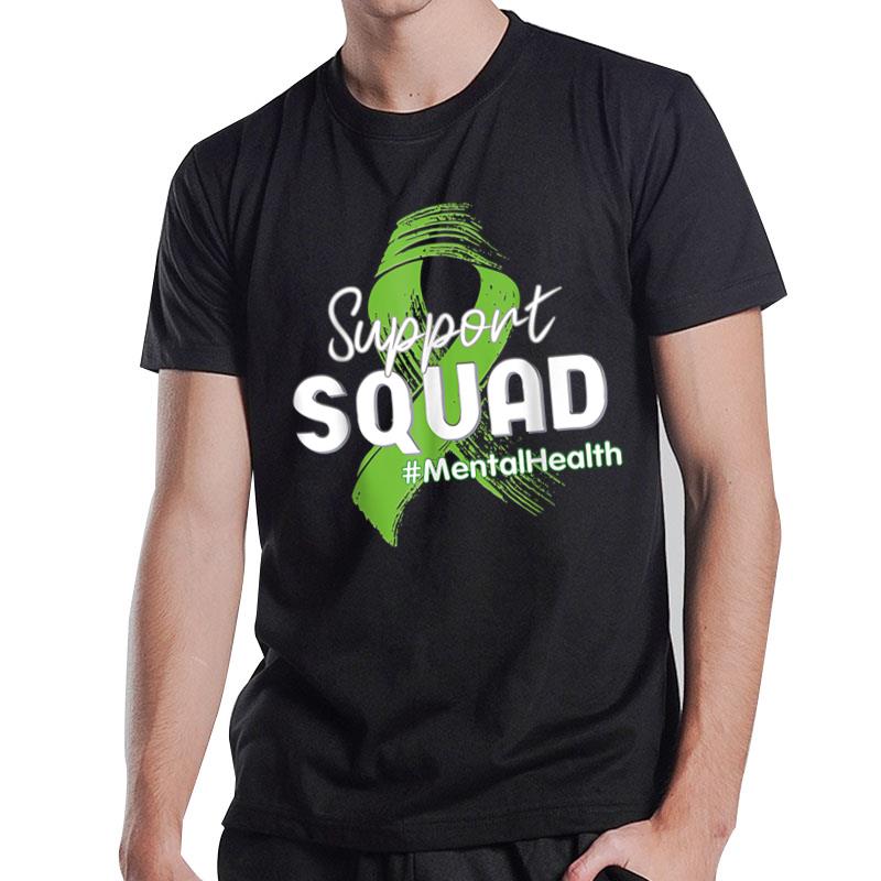 Support Squad Mental Health Awareness Lime Green Ribbon T-Shirt