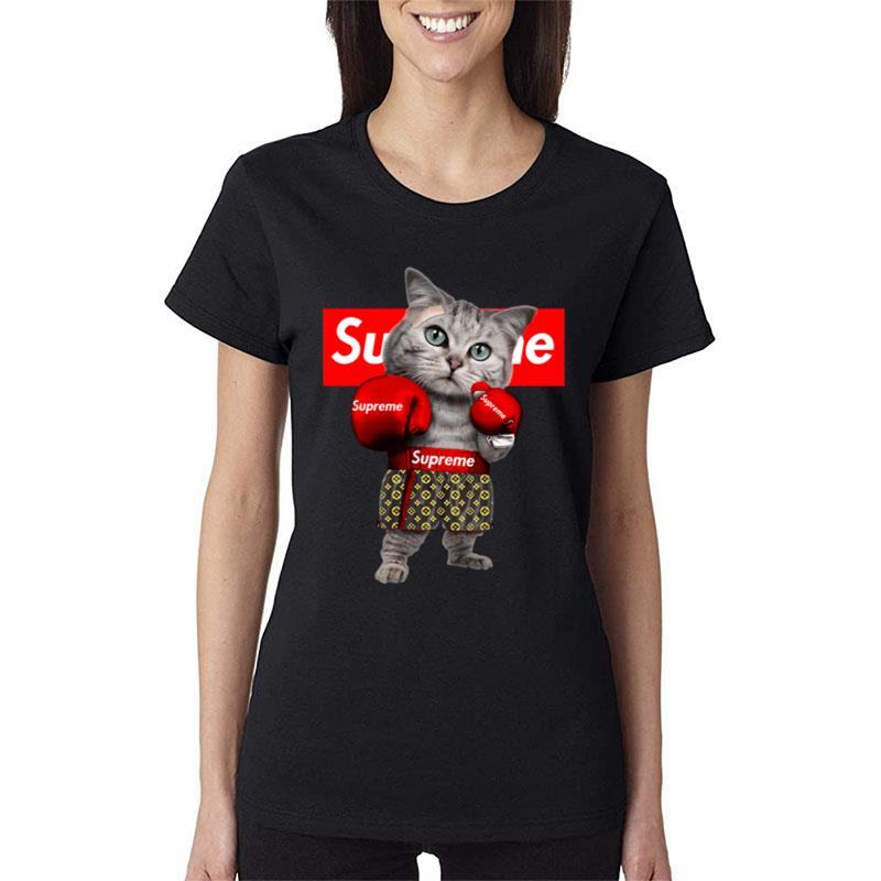 Supreme Boxing Cat Funny Women T-Shirt