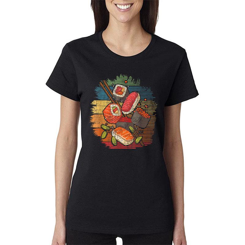 Sushi Retro Art Japan Japanese Food Lover Cuisine Chef Women T-Shirt