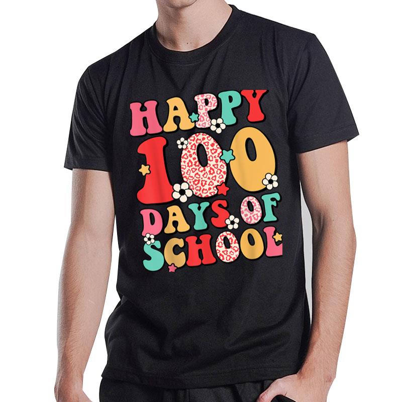 Teacher Kids Retro Groovy 100 Days Happy 100Th Day Of School Ver 1 T-Shirt