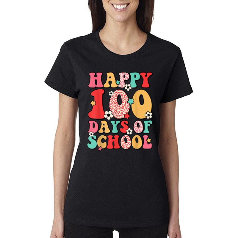 Teacher Kids Retro Groovy 100 Days Happy 100Th Day Of School Ver 1 Women T-Shirt