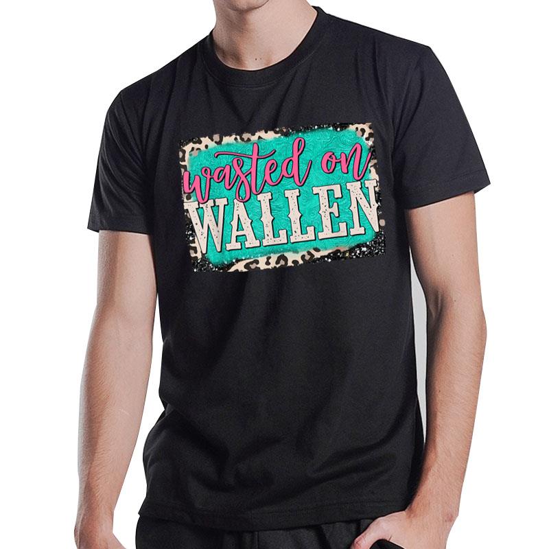 Teal Leopard Western Cowboy Wasted On Wallen T-Shirt