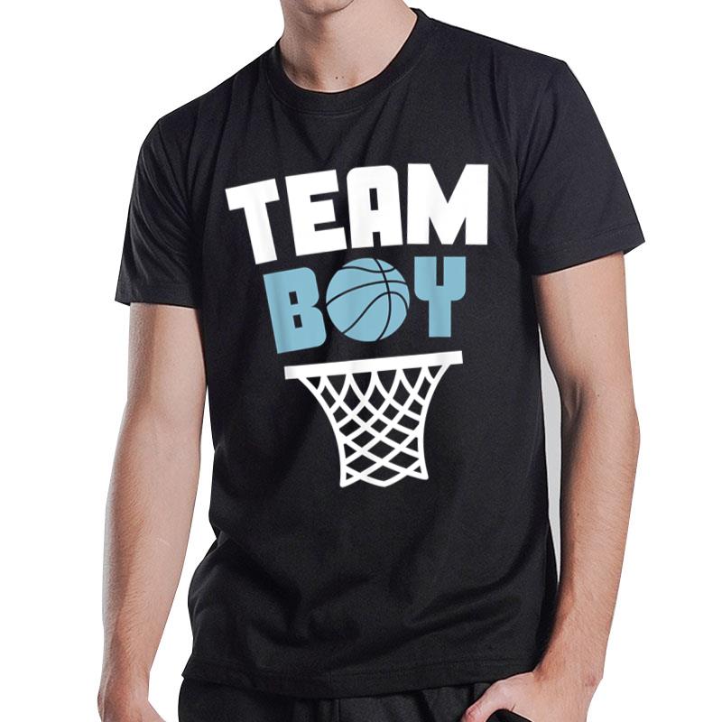 Team Boy Basketball Gender Reveal Blue Baby Shower Party T-Shirt