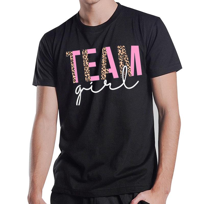 Team Girl Baby Shower Gender Reveal Party Cute Leopard Pink T-Shirt