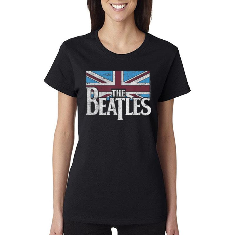 The Beatles British Flag Red White and Blue Women T-Shirt