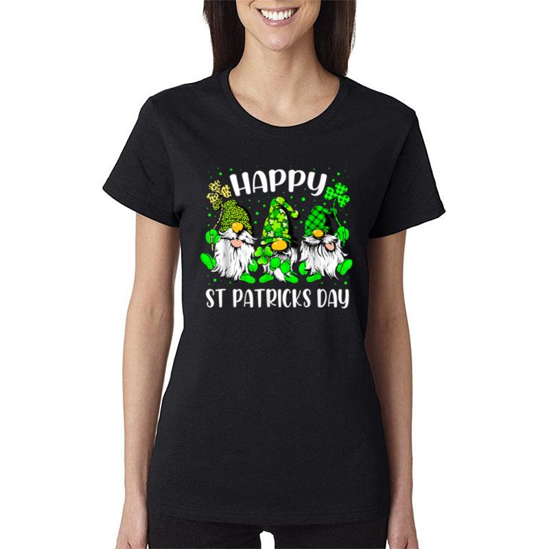 Three Gnome Happy St Patricks Day Irish Shamrock Leprechaun Women T-Shirt