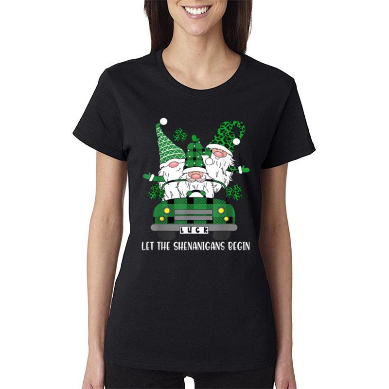 Three Gnome St Patricks Day Let The Shenanigans Begin Irish Women T-Shirt