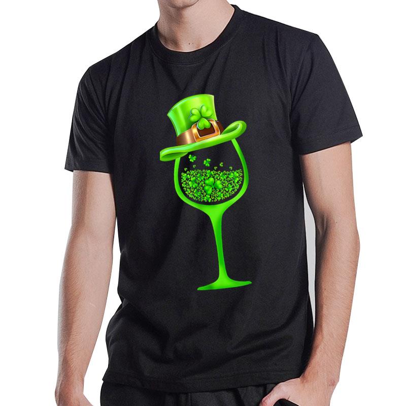 Three Wine Glasses Clover Irish Shamrock St Patrick Day T-Shirt