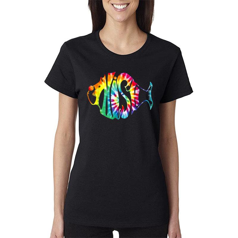 Tie Dye Fish Phish Jam Fishing Fisherman Women T-Shirt