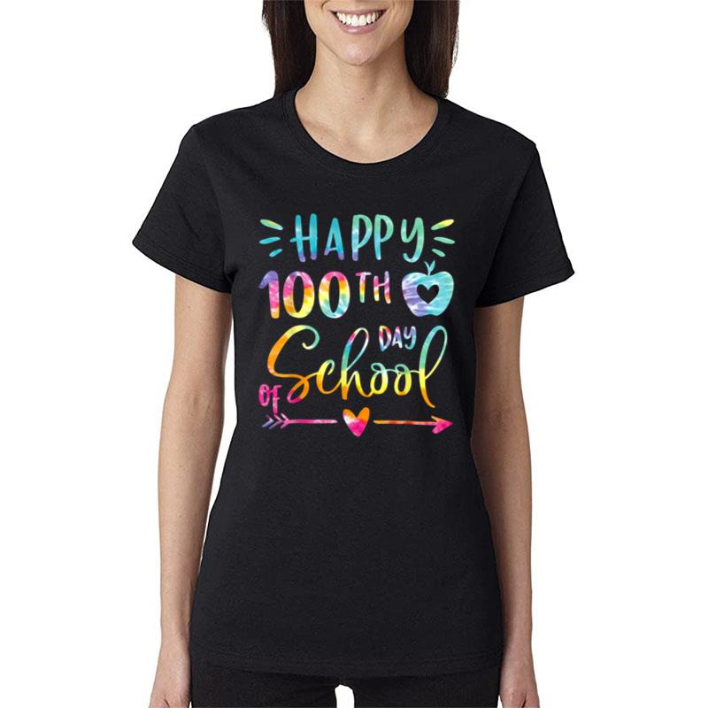 Tie Dye Happy 100Th Day Of School Teacher Student 100 Days Women T-Shirt