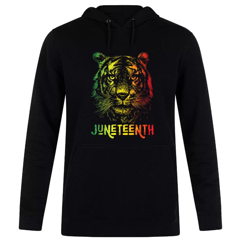 Tiger Juneteenth Cool Black History African America Flag Tee Hoodie