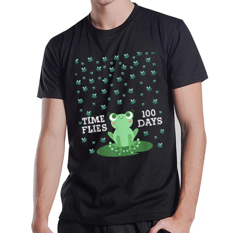 Time Flies 100 Days Kids Boys Girls 100Th Day Of School T-Shirt