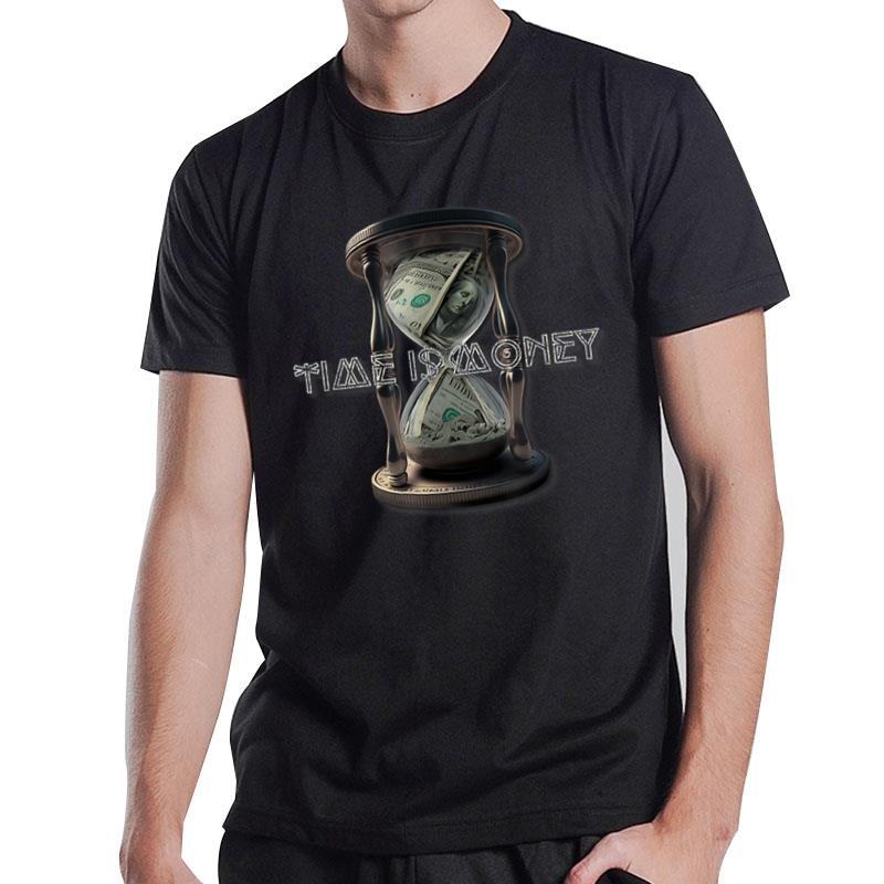 Time I$ Money Hourglass Hundred Dollar Bill Pattern T-Shirt