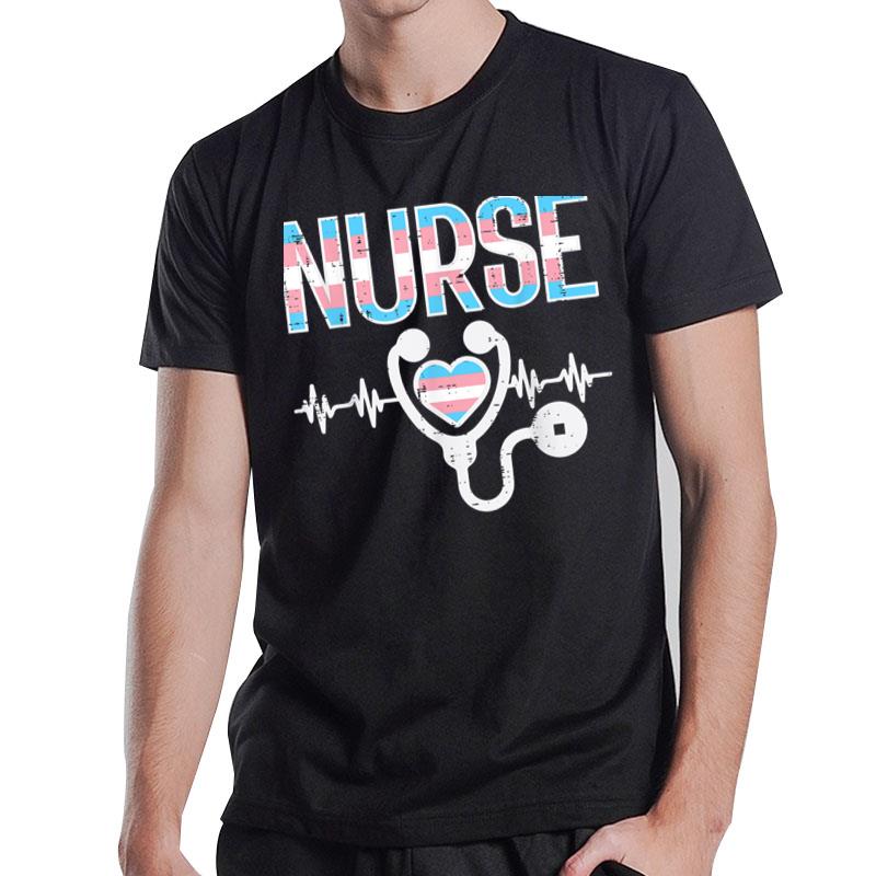 Transgender Nurse Heart Transsexual Trans Pride Flag Rn T-Shirt